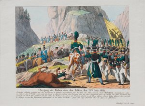 Armáda Grafa Ivana Ivanoviče Diebitsche překračující Balkán, c. 1830 od August Friedrich Andreas Campe