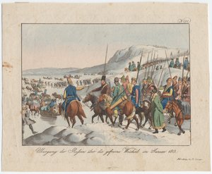 Ruská armáda překročí Vislu v lednu 1813, c. 1815 od August Friedrich Andreas Campe