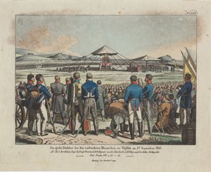 Velký svátek tří spojeneckých panovníků v Teplitz Teplicích 2. září 1813 od August Friedrich Andreas Campe