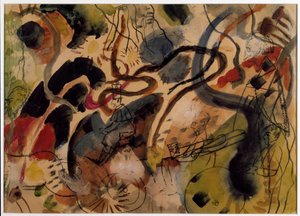 Blanter na modrém jezdci (Akvarel od August Macke