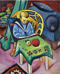 Chlapec s knihou a hračkami, 1912 od August Macke
