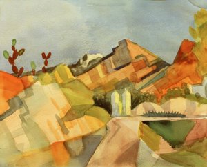 Skalnatá krajina od August Macke