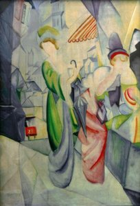 Světlé ženy před kloboučnictvím od August Macke