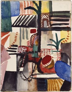 Muž s oslem Tunisko, 1914 od August Macke