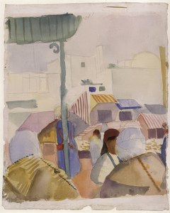 Trh v Tunisu (II). 1914 od August Macke