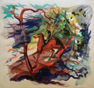 Jezdec v lese od August Macke