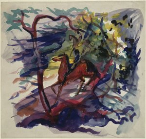 Jezdec v lese od August Macke