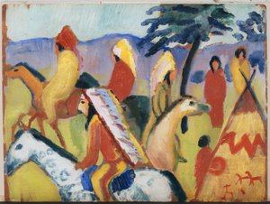 Jízda na indiánech u stanu od August Macke