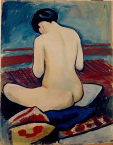 Sedící akt s polštářem od August Macke