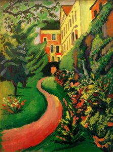 Naše zahrada s kvetoucími mezemi od August Macke
