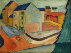 Naše ulice s jezdeckým areálem, Bonn, 1913 od August Macke