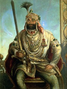 Portrét maharádže Sher Singha, v královských šatech, kolem roku 1850 od August Theodor Schoefft