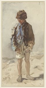 Maďarský chlapec, stojící a tváří, bosý a v kožešinové čepici od August Xaver Carl von Pettenkofen
