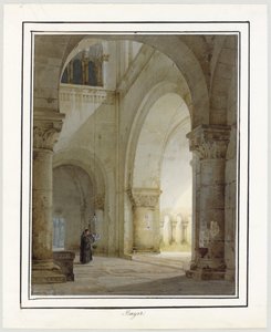 Interiér románského kostela od August von Bayer