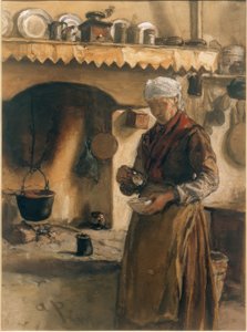 Italská rolnice u plotny