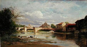 Most s kachnami, 1872 od Auguste Allonge