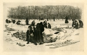 Pohřbívání mrtvých ve sněhu od Auguste Andre Lancon