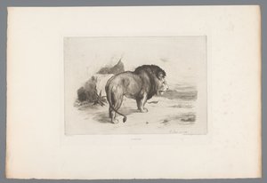 Lev Un vieux lion (název na objektu) Francouzské lepty z roku 1874 (název série) L