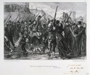 Francouzští vojáci odjíždějící do Buzenvalu, obléhání Paříže, francouzsko-pruská válka, 18. ledna 1871 1872 od Auguste Bry