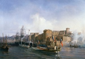Napoleon III:n vierailu Brestissä, keisarin vene saapumassa satamaan 11. elokuuta