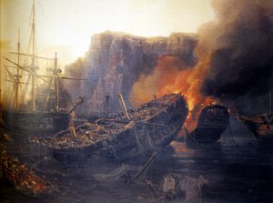 Francouzština:  Le soir de la bataille de Navarin, 1827 Večer bitvy u Navarina