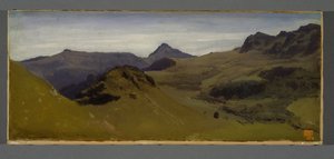 Krajina v Auvergne, kolem roku 1850 (olej na papíře na plátně)