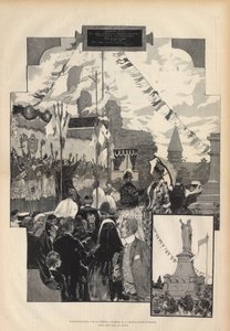 Inaugurace sochy papeže Urbana II. v CHATILLON-SUR-MARNE dne 21. července 1887. Kresba d