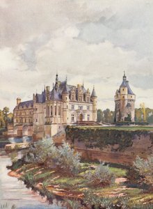 Francie: Le Chateau De Chenonceaux (barevná litografie)