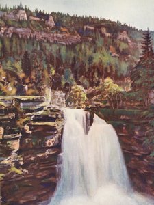 Francie: Le Saut Du Doubs (barevná litografie)