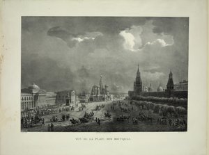 Horní obchodní řady na Rudém náměstí v Moskvě, c. 1830 od Auguste Jean Baptiste Antoine Cadolle