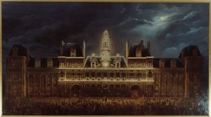 Osvětlení Hôtel de Ville na Den krále 1. května od Auguste Jean Simon Roux