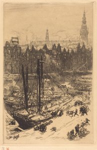Amsterdam při pohledu z hotelu Victoria (Amsterdamvue de Victoria Hotel) od Auguste Lepere