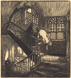 Schodiště domu, kde byl Chateau Rouge, vydáno 1901. od Auguste Lepere