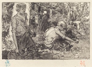 Sběr májové lilie (La cueillette du muguet) od Auguste Lepere