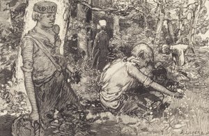Shromáždění májové lilie La cueillette du muguet, 1908. od Auguste Lepere
