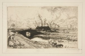 Le petit pont (Vend?e) (Malý most [Vendee]) od Auguste Lepere