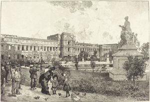 Ruiny paláce Tuileries před jejich demolicí od Auguste Lepere