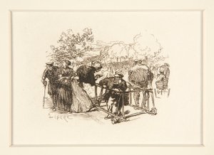 Muž v Walker, s dalšími postavami v parku od Auguste Lepere