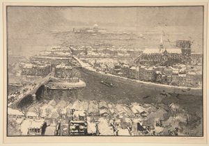 Paříž pod sněhem, ode dneška sv. Gervais (Paříž pod sněhem, při pohledu z vrcholu St. Gervais) od Auguste Lepere