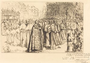 Návrat průvodu do katedrály v Nante (Rentree de la Procession a la Cathedral de Nantes) od Auguste Lepere
