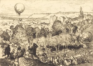 Padající balón, v hrobce Lebaloon qui Pre-Saint-Gervais, v Pre-Saint-Gervais, 1910. od Auguste Lepere