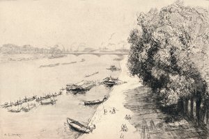Seina v Pont National, 1915 od Auguste Louis Lepère