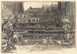 Vykládka, Canal St. Martin Vykladače sádry, Canal Saint-Martin, 1890. od Auguste Lepere