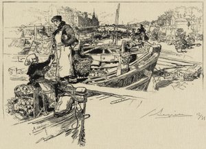 Wharf Scene, možná 80. léta 19. století (leptání na tkáni) od Auguste Louis Lepère