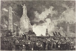 14. července. Osvětlení náměstí Republiky od Auguste Lepère after Henri Louis Scott