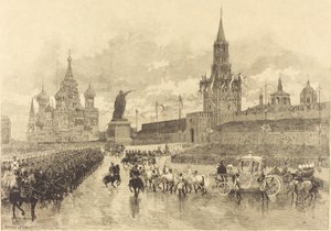Korunovace cara. Imperial Cortège protíná Place Royale od Auguste Lepère and Auguste Gérardin