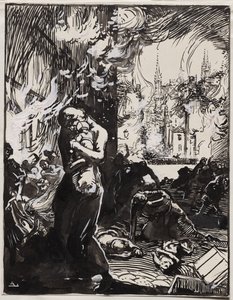Požár v Louvain od Auguste Louis Lepère