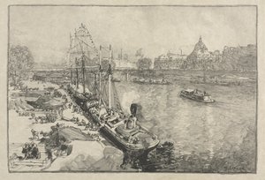 [Velká parníková loď v Docku, Paříž] od Auguste Louis Lepère
