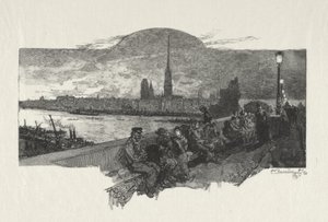 Ilustrovaný Rouen: Most kamenů od Auguste Louis Lepère