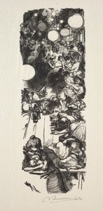 14. července, Rue de Belleville, půlnoc od Auguste Louis Lepère